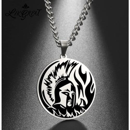 LIKGREAT ARES PENDANT NECKLACE GREEK Mythology Talisman Amulet Neck Chain Stainless Steel Jewelry Choker GIFTS FOR MILITARY MEN
