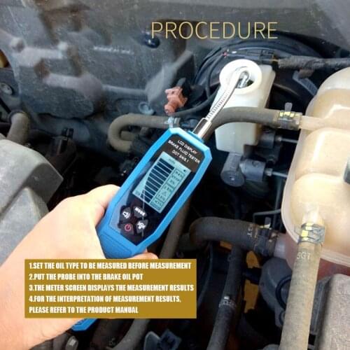 Car Brake Fluid Detector Moisture Alarm Replace Test Pen Oil Level Alarm LCD Backlight Digital Display