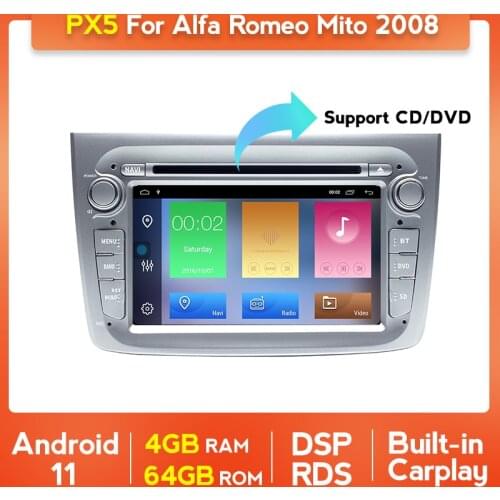 7inch 8Core 4G+64G Android11 Car DVD Player for Alfa Romeo Mito 2008 CarPlay Auto DSP 2Din FM Radio GPS Navigation Touch Screen