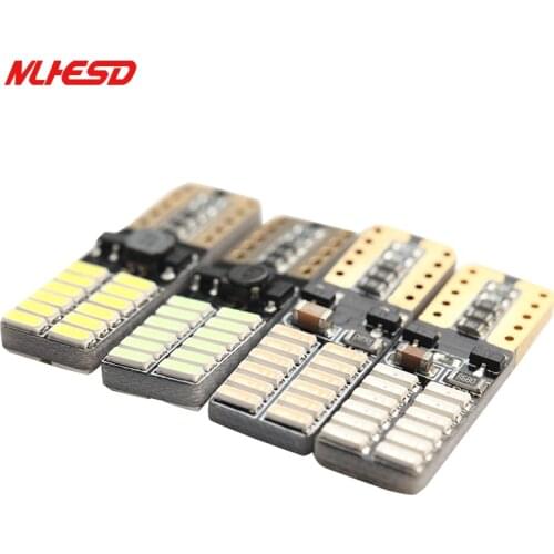 100X Car LED T10 194 W5W Canbus 24 SMD 4014 No Error T10 Led Light Bulb Parking Auto Lamps Reading Lights 12V white yellow blue
