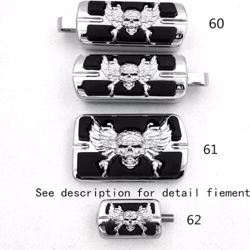 Aftermarket free shipping Chrome Wing Skull Zombie Emblem With Black Eye Series Foot Pegs Fit For Harley See description
