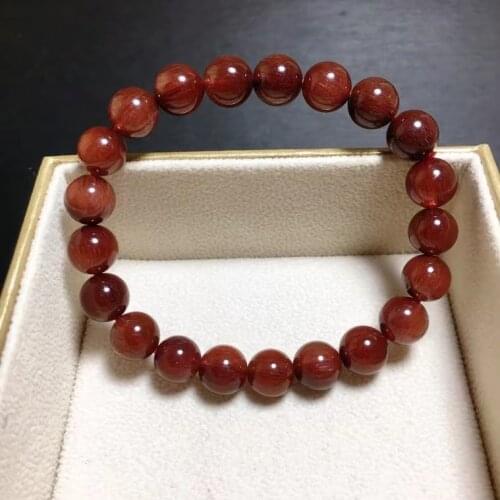 Brazil Natural Red Rutilated Quartz Clear Round Beads Bracelet Women Men 9mm Rare Fashion Wealthy Stone Genuine AAAAAA