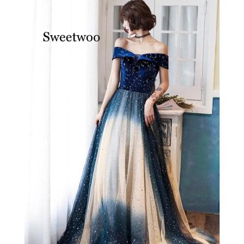 Off The Shoulder Dresses Long 2020 Velour with Sequin Robe De Soiree Vestido Party Dresses