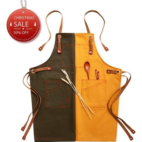 Denim Apron Japanese Barista Custom Logo Printing Restaurant Flower Art Milk Tea Shop Barber Work Clothes Waist Fashion Apron