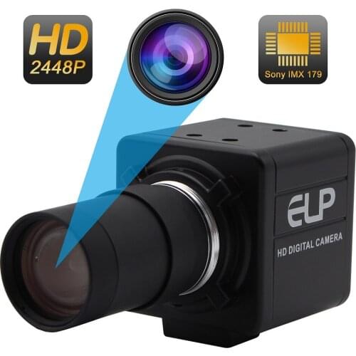 ELP 8MP CCTV Security Camera High Resolution SONY IMX179 5-50mm Varifocal Lens Industrial USB Camera for Windows Linux Android