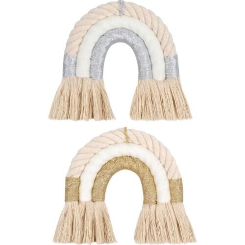 Macrame Cotton Rainbow Tapestry Wall Hanging Hand-woven Room Bedroom Decoration