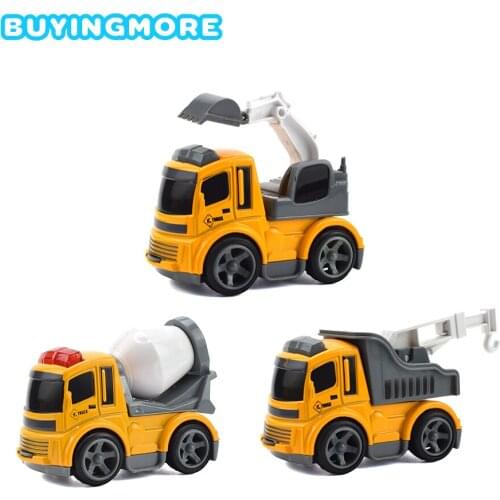 3 Kind Alloy Diecast Mini Engineering Vehicles Cartoon Car for Children Excavator Crane Bulldozer Inertia Pull-back Cars Toys