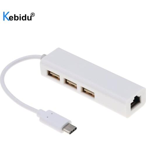 Kebidu USB C Ethernet Adapter Type C Hub USB-C RJ45 USB 2.0 Network LAN Cable for Macbook ThinkPad Samsung Laptop
