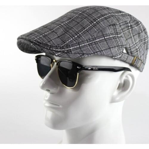 Retro Plaid Visors Outdoor Sports Cap Unisex Casual Cotton Driving Sun Vintage Flat Cap Casual Casquette Hat