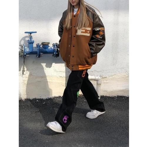 Brown Goth Jacket Baseball Bomber Female Men Zip Up Jacket Women Clothing 2020 Harajuku Plus Size Japanese Streetwear Outerwear