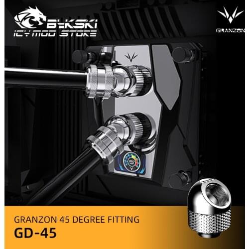 Bykski Superb Series Granzon 45 Degree Fitting Black Silver G1/4 Rotary Connector PC Water Cooling System Copper Elbow GD-45