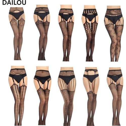 Kawaii Sexy Lace Fish Net Stockings Women Cute Black Trend Funny Flowers Knee High Socks Tights Women Pantyhose Christmas Gifts