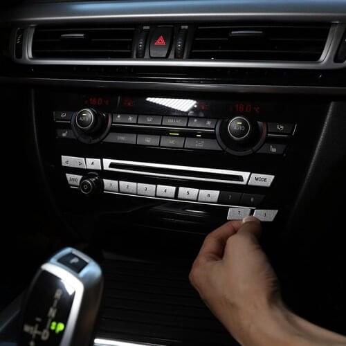 For BMW X5 F15 X6 F16 15-18 Aluminum Alloy Car Central Control CD Volume Control Shortcut button Stickers Car Accessories