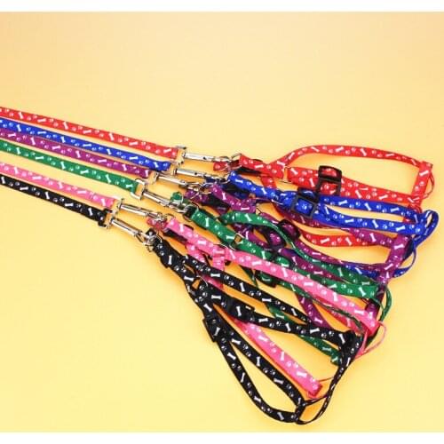Pet Dog Bone Print Nylon Leash Training Dog Pet Puppy Cat Adjustable Harness Lead leash Durable Traction rope for Small Dog