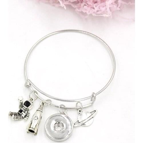 New Arrival Expandable Wire Bangle Satellite Astronaut Bracelets Gift DIY Interchangebale Liobonar Snap Buttons Charms Bracelets