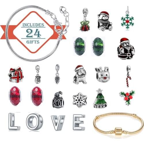 Christmas Advent Calendar Calendars Gift Box DIY Surprise Box Christmas Charm Bracelets Christmas Calendar Bracelet Box