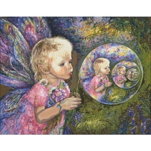 Needlework,Angel blowing bubbles of children for embroidery,DIY 14CT Cross stitch kits,Pattern counted Cross-Stitching decor