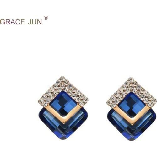 New Arrival Top Quality Inlay Rhinestone Big Crystal Stud Earrings for Women Party Prom Luxury Fashion Bridemaid Earrings Gift