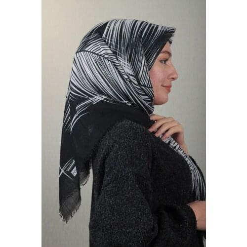 POLOİST LINEN FLAMLI SCARF BLACK WHİTE SERIES-PATTERN-11-RENK-05
