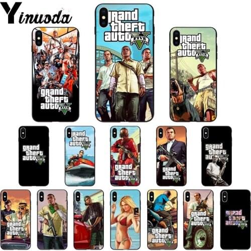 Yinuoda rockstar gta 5 Grand Theft Auto TPU Soft Silicone Phone Case Cover for iPhone 8 7 6 6S Plus 5 5S SE XR X XS MAX