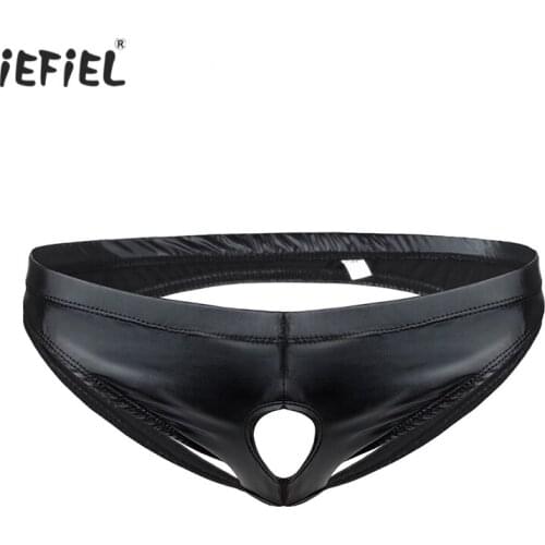 Gay Mens Sissy Briefs Underwear Sexy Panties Shiny Patent Leather Bikini Briefs Jockstrap Underwear Erotic Underwear Slim Briefs