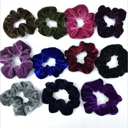 Solid Lady Hair Scrunchies Ring Elastic Hair Bands Pure Color Bobble Sports Dance Velvet Soft Charming Scrunchie Hairband