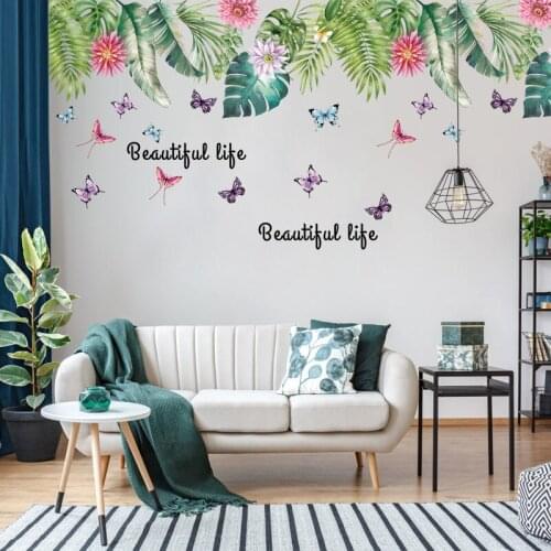 Green plant decoration wall sticker Modern Nordic living room bedroom door and window decoration Vinyl decal wallpaper sticker