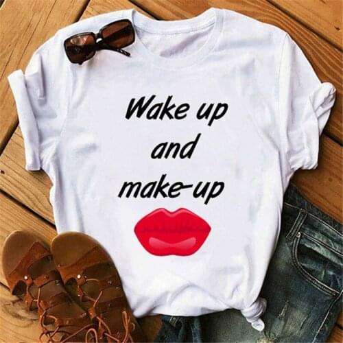Red Lips Print Tshirt Women Harajuku Summer Graphic Printed Shirts Tumblr Fashion Short Sleeves O Neck Tops Tees Clothes