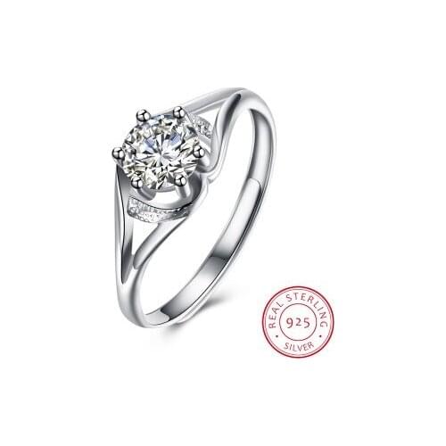 Fashion 925 Sterling Silver 6mm Engagement Ring AAA Zircon Hollow Open Jewelry Princess Gift For Women ESH-R0010