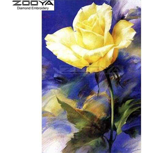 ZOOYA Diamond Embroidery 5D DIY Diamond Painting Yellow Rose Flower Diamond Painting Cross Stitch Rhinestone Decoration CJ914