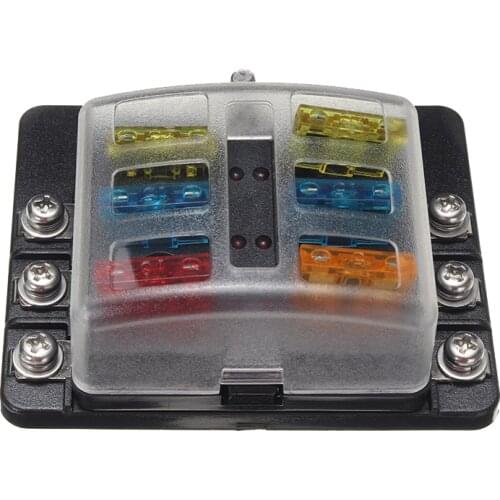 1pcs 6 Way Fuse Box DC 32V 100A Circuit Car Trailer Auto Blade Fuse Box Block Holder ATC ATO Fuse Holder with 6 Fuse