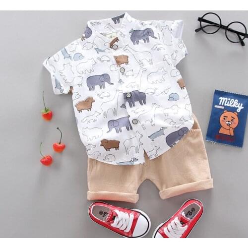 2020 New Summer Casual Newborn Baby Boy Toddler Clothes Set Shirt Tops Pants 2Pcs/sets Cotton Kids Outfits Clothing suit sets