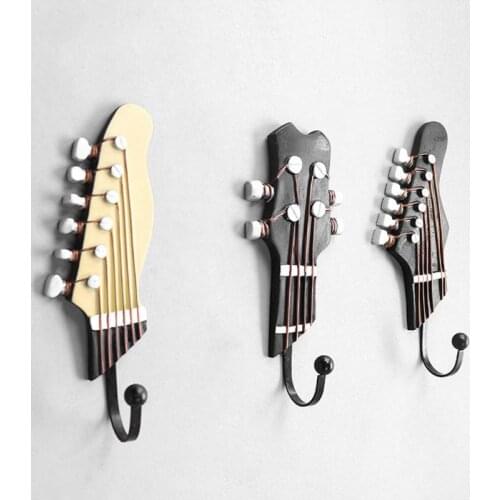 3pcs/set Creative Resin Hook Guitar Head Shaped Hanger Key Clothes Hat Coat Towel Wall Holder Home Kitchen Storage Tools