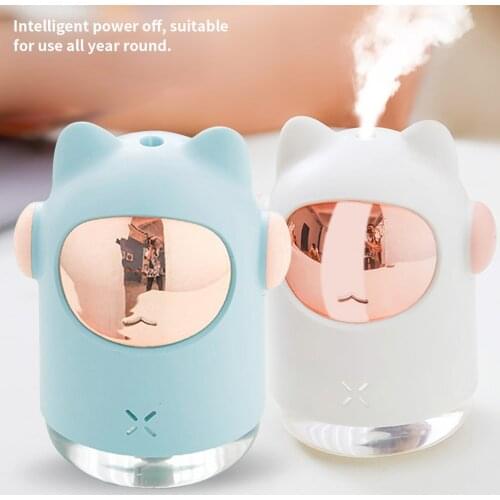 300ml Cartoon Style Humidifier 2W USB Air Humidifier Adjustable Cartoon Diffuser Colorful Night Light Humidification Sprayer