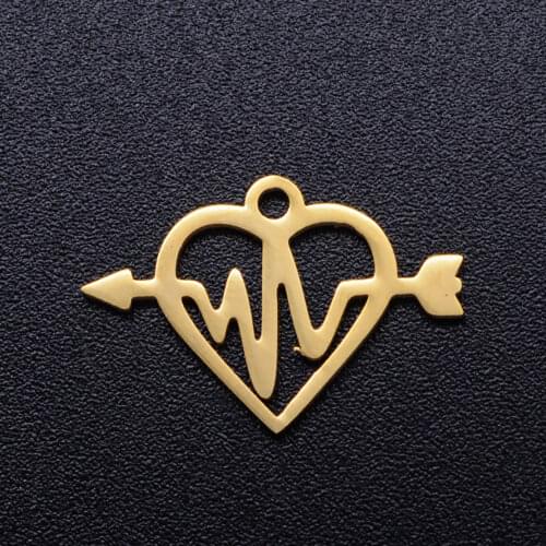 5pcs/lot Love Arrow Piercing the Heart Stainless Steel DIY Charms Wholesale OEM Charm Accepted Factory Sale Never Tarnish