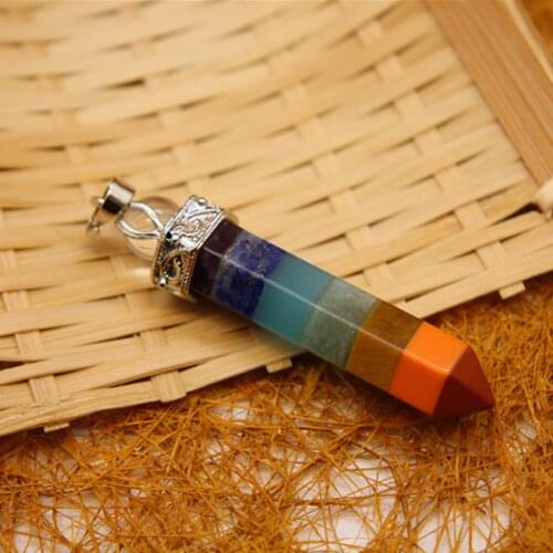 7 Chakra Dowsing Divination Pendant Natural Stone Pendulum Reiki Druzy Healing Faceted Pyramid Jewelry Necklace Pendants