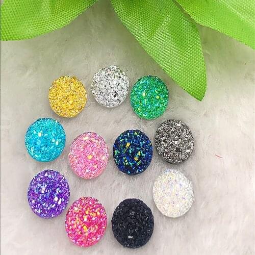 80PCS AB 12mm Round ResinRhinestone Scrapbook Wedding DIY Crafts