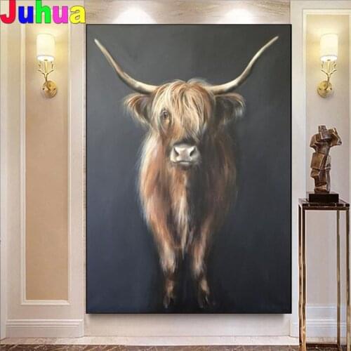 Diamond Embroidery Diy Diamond Painting Animals Highland Cow Paintings Cross Stitch Rhinestone Diamond Fantasy Decoration