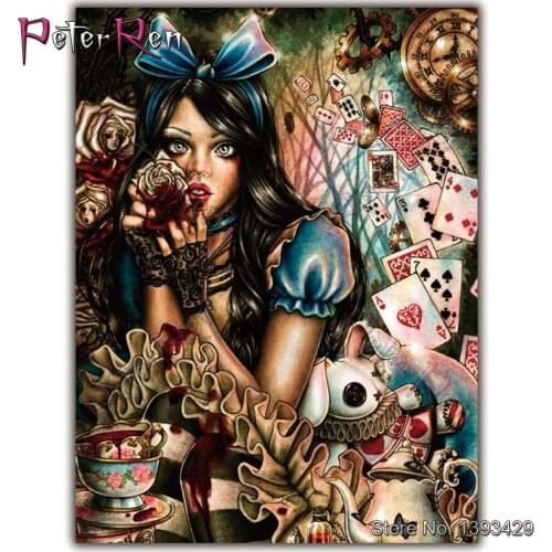 Diamond painting Diy Square\Round Rhinestone embroidery full 5d Mosaic cross stitch Home Decorations Sticker Alice in Wonderland