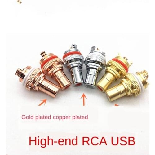 American CMC Fine Copper Gold-Plated RCA USB Audio Amplifier AV Audio Lotus Socket Terminal Three Colors Optional