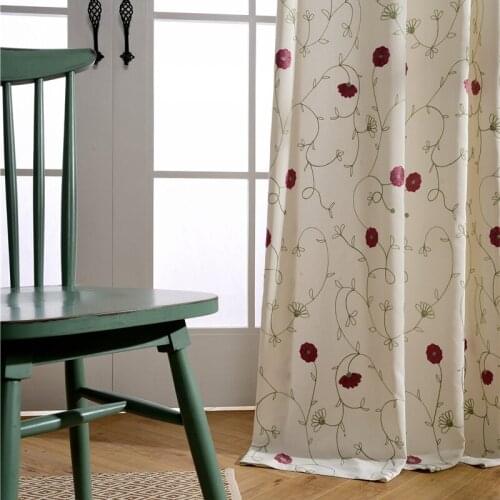 American Pastoral High-end Chinese Curtains for Living Room Bedroom Artificial Cotton Cotton Thread Embroidery Classical Curtain