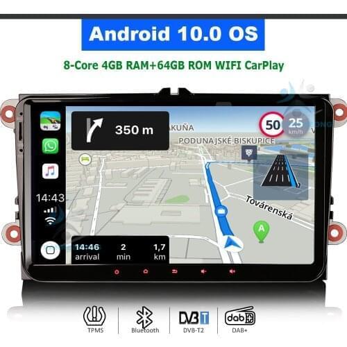 9" Touch Screen Android 10.0 64GB CarPlay GPS Navi Autoradio DAB Car Radio Stereo For VW T5 Transporter Tiguan Touran Bora EOS