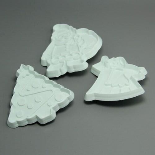 Free Shipping Plastic High Quality 3pcs Father Xmas& Chirstmas Tree Patterns Cake Decorating Pressing Molds Set