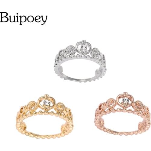 Buipoey Hot Sale New elegant Couple Rings For Women lovers Stackable Crown Rings For Men ladies Engagement wedding party Jewelry