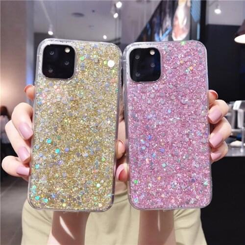 Fashion Glitter Sequins Powder Case For iPhone 12 Mini 12 11 Pro Max XR XS Max 7 8 Plus X SE 2020 Shiny Soft Silicone Back Cover