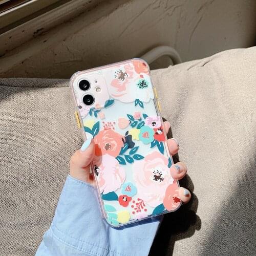 Luxury Flower Phone Case 12 For iPhone 11 Pro Max 7 8 Plus X XR XS Max SE2020 Transparent Bumper Soft TPU Back Cover Coque Funda