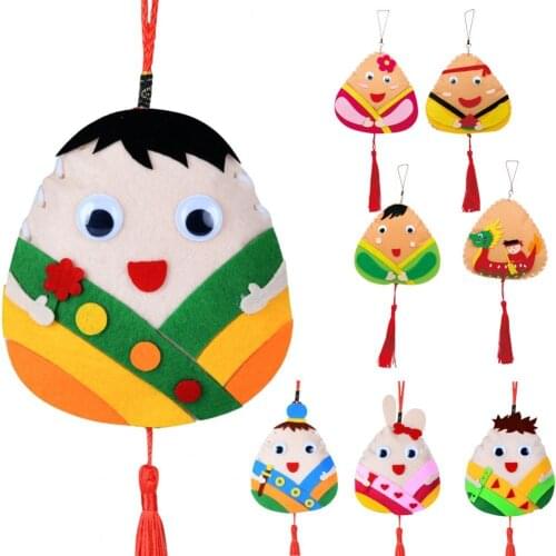 1 Set Kids Handcraft Kit Decorative Portable Smooth Surface Chinese Festival Pendant Craft Fabric Material Kit for Kindergarten