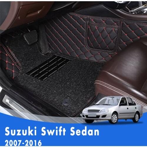 For Suzuki Swift Sedan 2016 2015 2014 2013 2012 2011 2010 2009 2008 2007 Luxury Double Layer Wire Loop Car Floor Mats Carpets