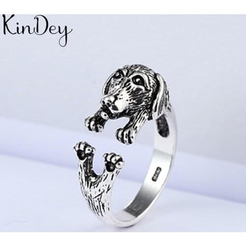 Vintage Silver Color Dog Rings For Women Jewelry Beautiful Finger Open Rings For Party Birthday Gift