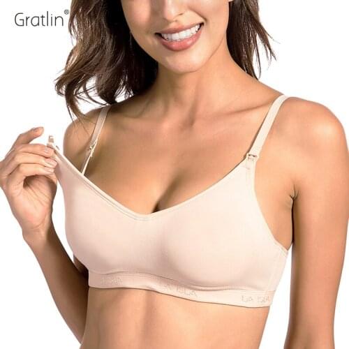 Gratlin Womens Comfort Cotton Bra for Maternity and Nursing Wire Free 32-40 B C D DD